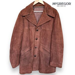 VINTAGE 70s McGregor Coat Whiskey Brown Suede Leather Bomber Barn Jacket | Sz 44